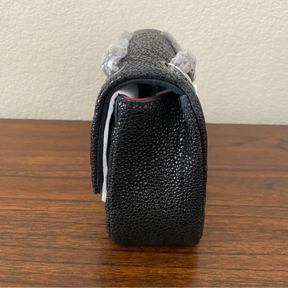 Black Leather Caviar Quilted Chevron Medium Flap Bag Chain Crossbody Shoulder C5 - Picture 10 of 13